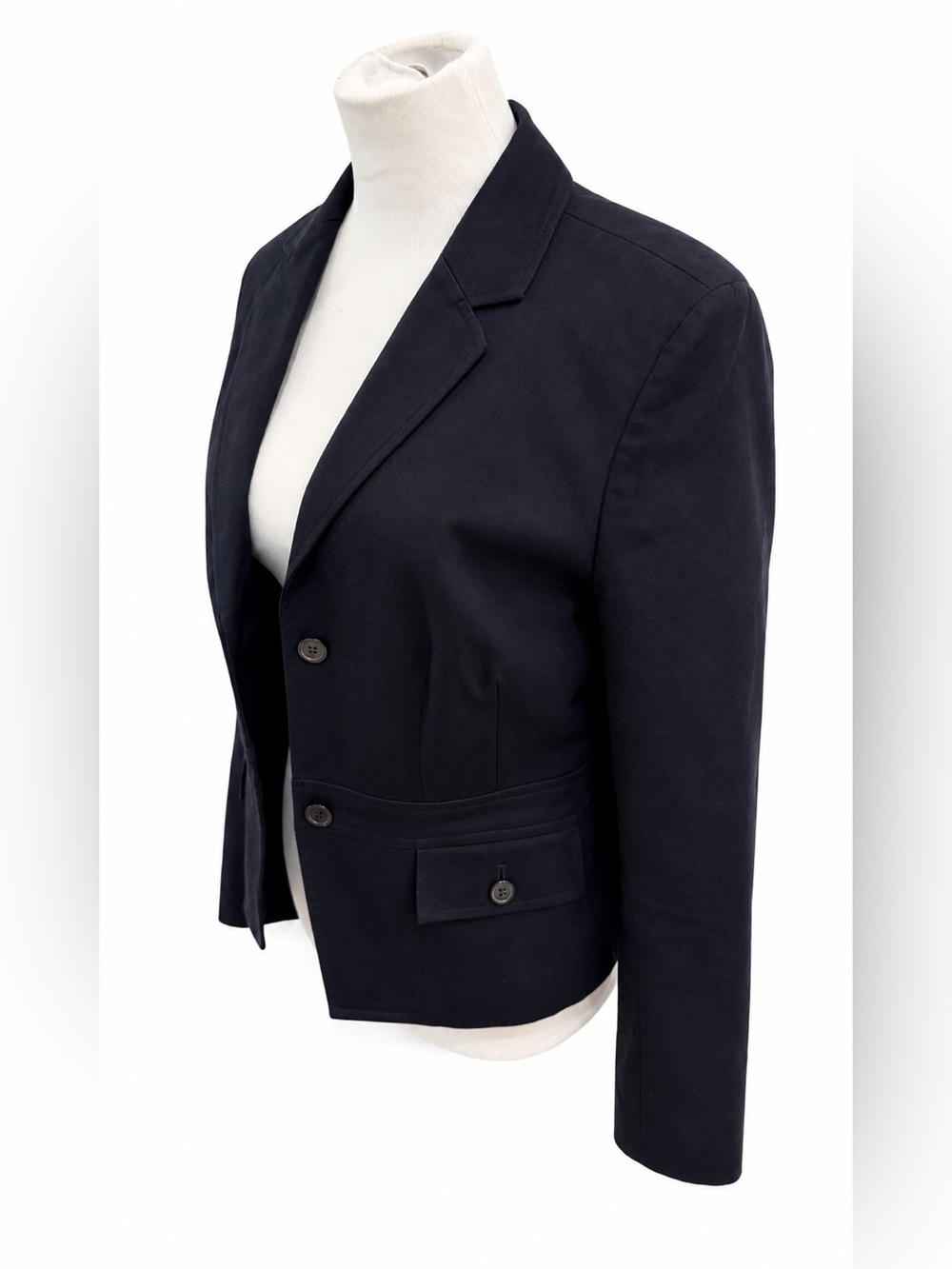 Ann Taylor Navy Single-Button Tailored Blazer 10 - Picture 2 of 3